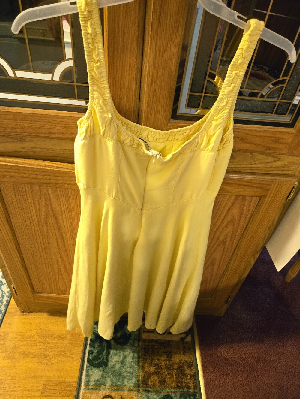Fashion Nova Pale Yellow Summer Dress with Ruching